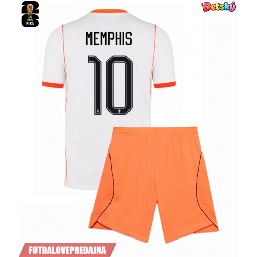Lacne Dětský Futbalové dres Holandsko Memphis Depay #10 MS 2026 Krátky Rukáv - Preč (+ trenírky)